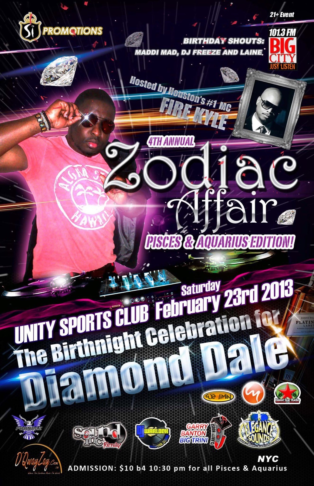 4TH ANNUAL ZODIAC AFFAIR — DIAMOND DALE BIRTHNIGHT flyer