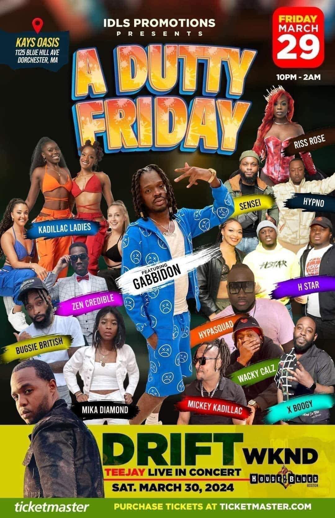 A DUTTY FRIDAY — FEATURING GABBIDON flyer