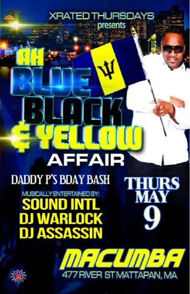 AH BLUE BLACK & YELLOW AFFAIR — DADDY P'S BIRTHDAY flyer — Mattapan, MA