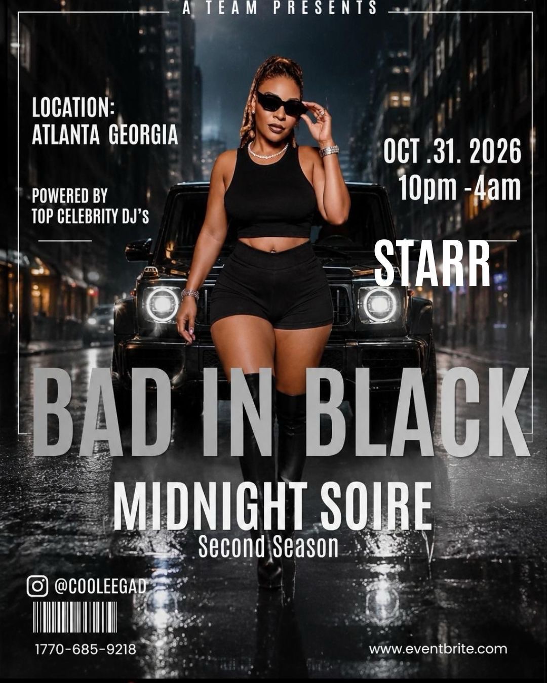 BAD IN BLACK — MIDNIGHT SOIREE, SECOND SEASON flyer