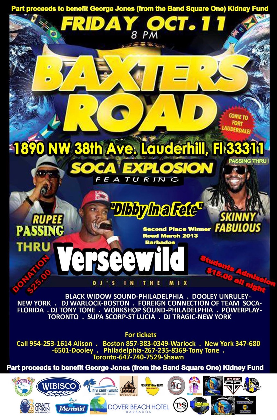 BAXTERS ROAD — SOCA EXPLOSION flyer