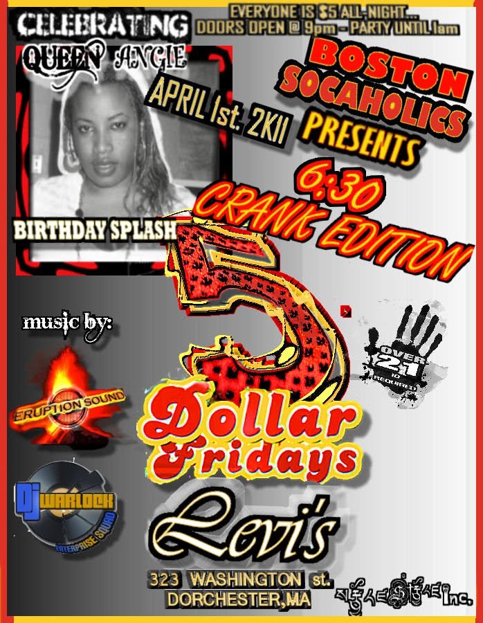 BOSTON SOCAHOLICS — QUEEN ANGIE BIRTHDAY SPLASH, CRANK EDITION flyer