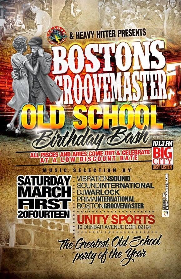 BOSTON'S GROOVEMASTER OLD SCHOOL BIRTHDAY BASH flyer — Dorchester, MA