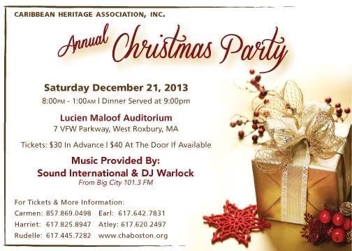 CARIBBEAN HERITAGE ASSOCIATION ANNUAL CHRISTMAS PARTY flyer