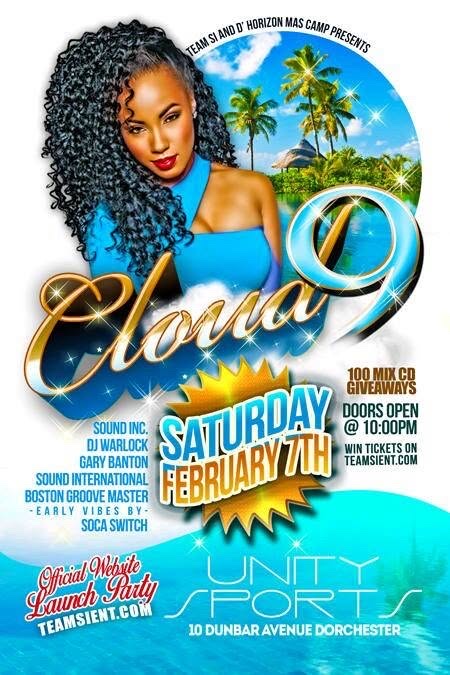 CLOUD 9 — TEAMSIENT.COM OFFICIAL WEBSITE LAUNCH PARTY flyer — Dorchester, MA