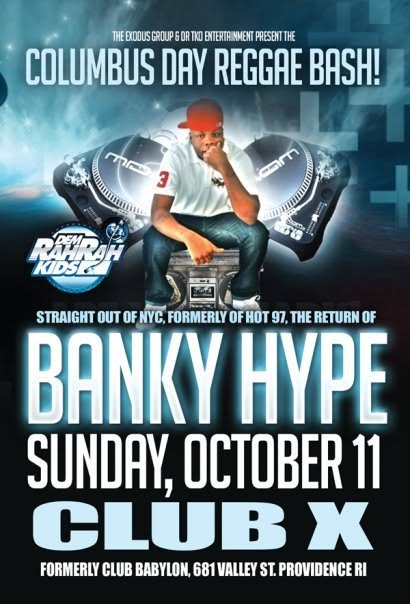 COLUMBUS DAY REGGAE BASH flyer — Providence, RI
