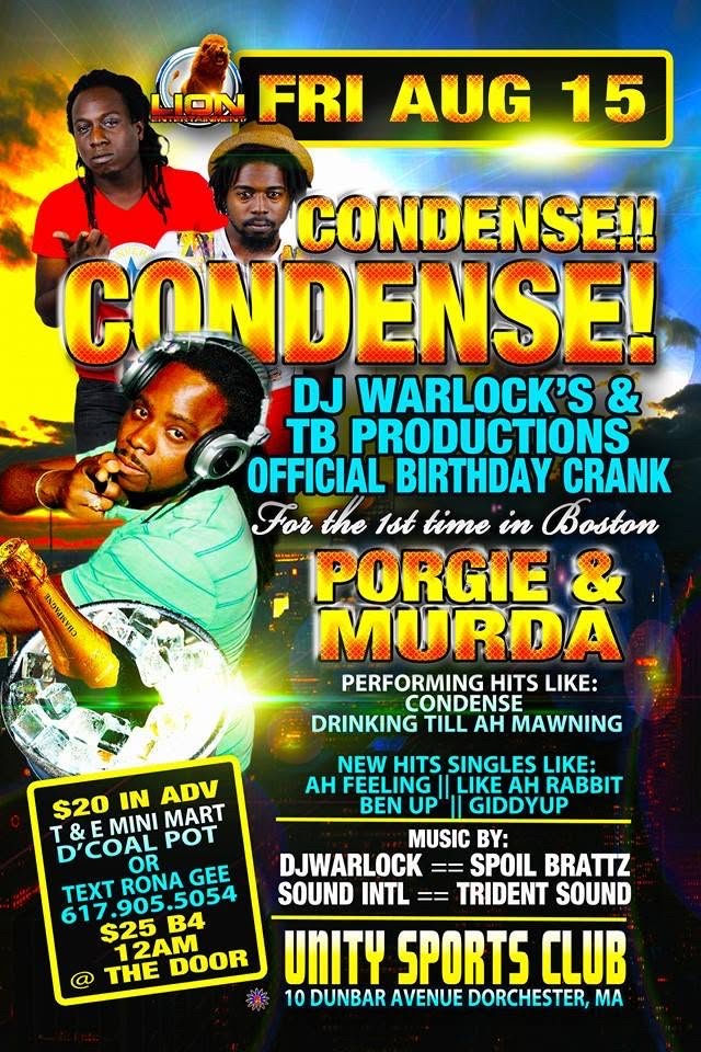 CONDENSE! — PORGIE & MURDA, DJ WARLOCK & TB PRODUCTIONS BIRTHDAY flyer