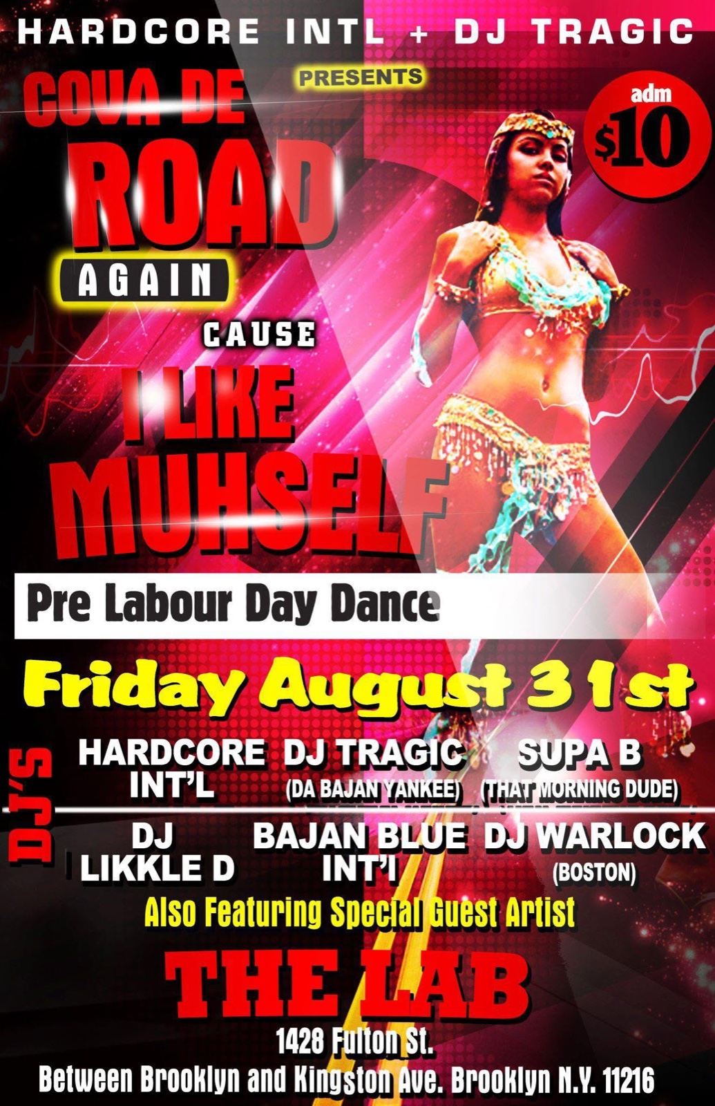 COVA DE ROAD AGAIN CAUSE I LIKE MUHSELF — PRE LABOUR DAY DANCE flyer