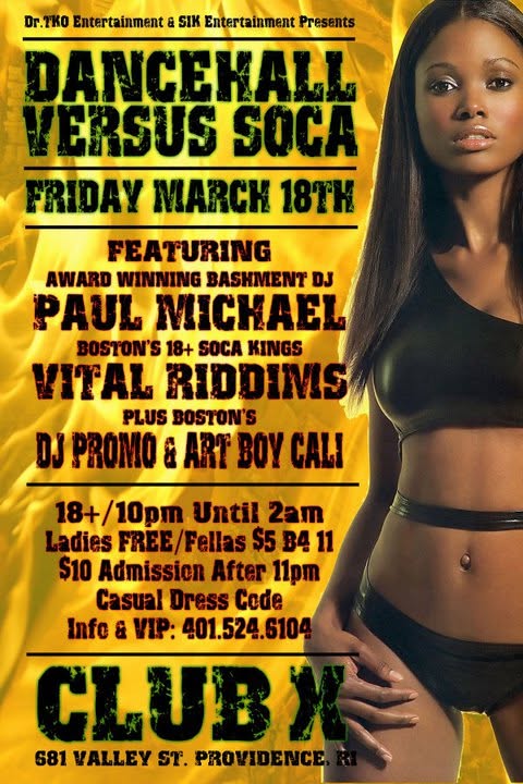DANCEHALL VERSUS SOCA flyer