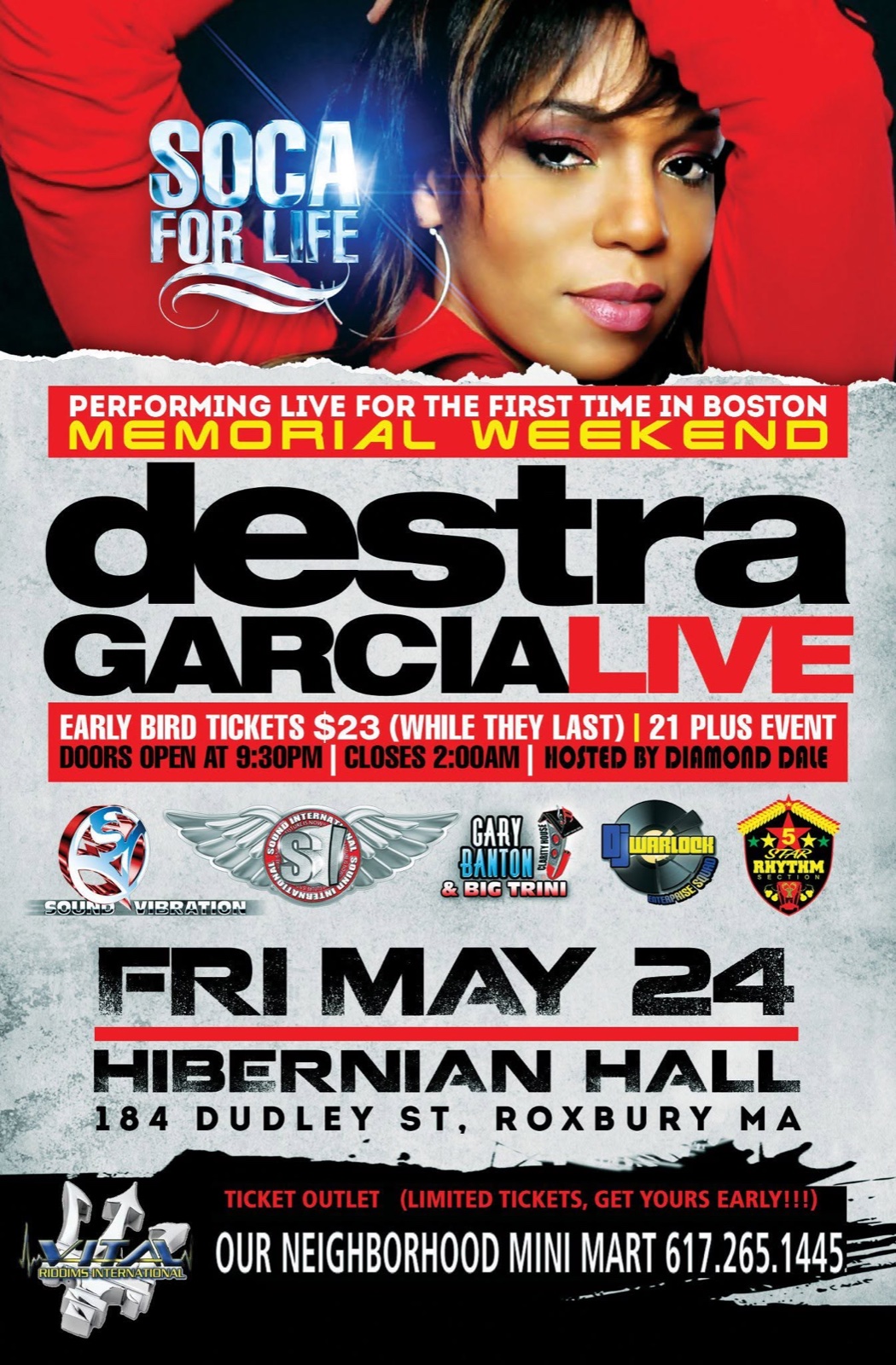 DESTRA GARCIA LIVE — SOCA FOR LIFE flyer