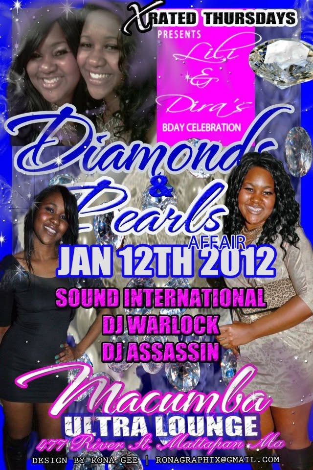 DIAMONDS & PEARLS AFFAIR — LILI & DIRA'S BIRTHDAY flyer — Mattapan, MA