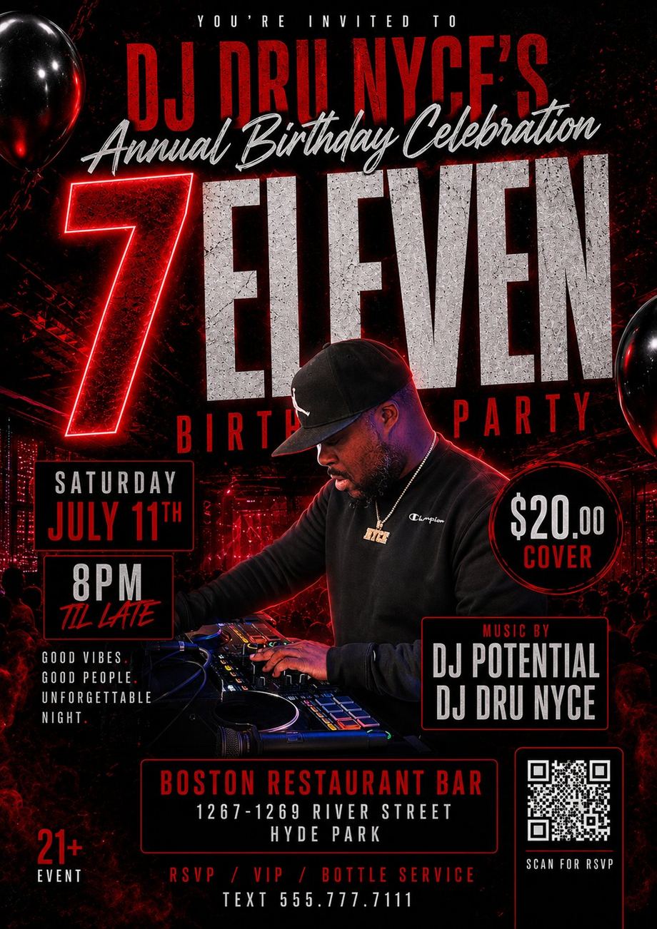 DJ DRU NYCE 7-ELEVEN BIRTHDAY flyer