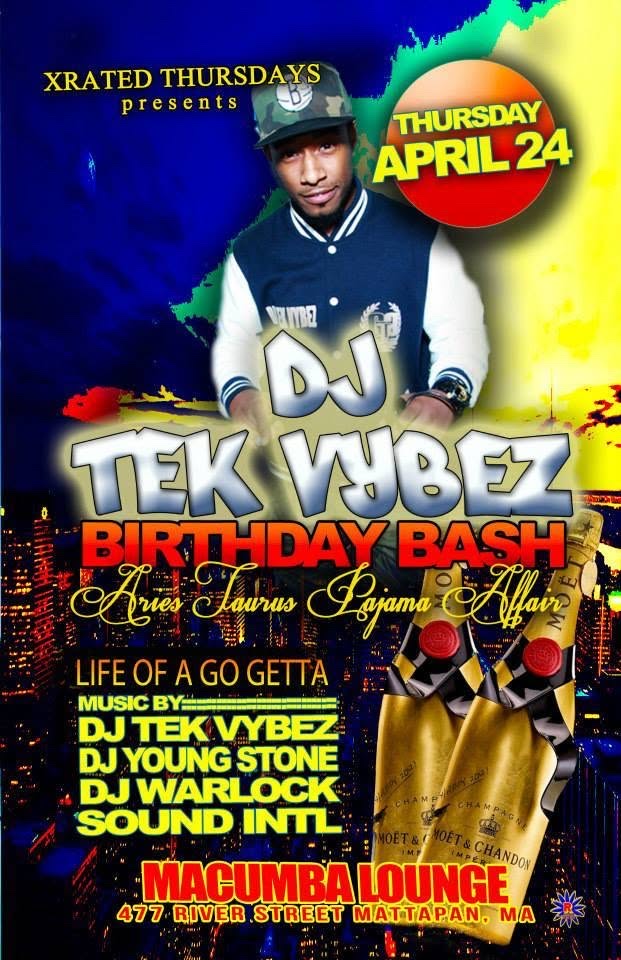 DJ TEK VYBEZ BIRTHDAY BASH — ARIES TAURUS PAJAMA AFFAIR flyer