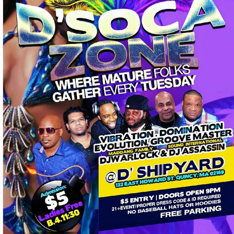 D'SOCA ZONE — WHERE MATURE FOLKS GATHER EVERY TUESDAY flyer
