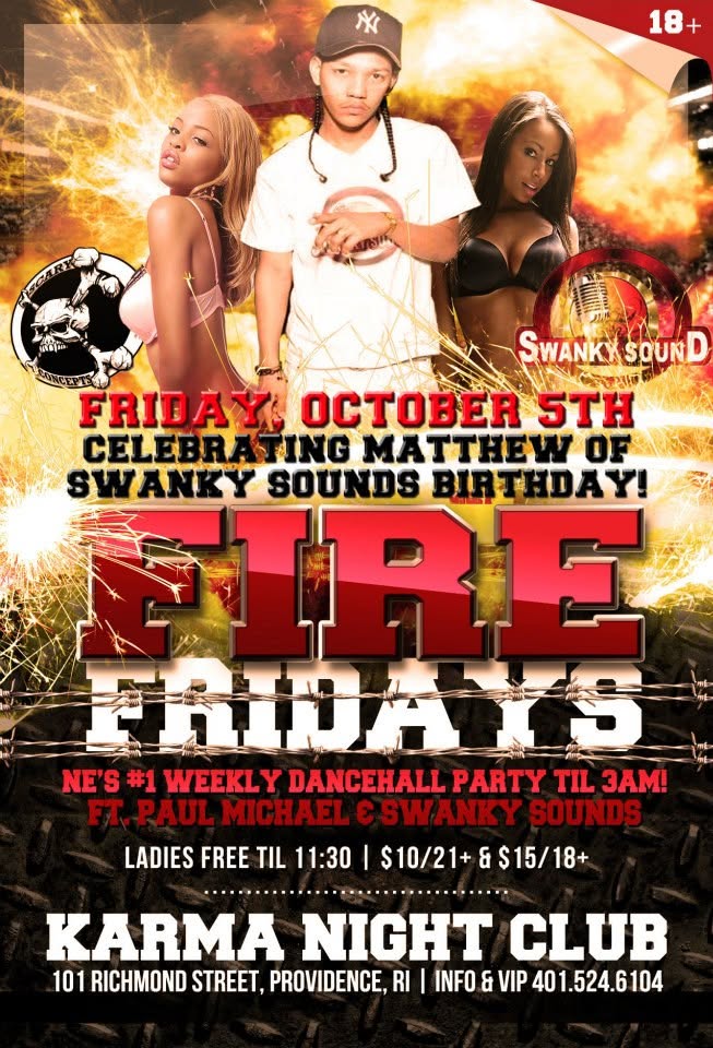 FIRE FRIDAYS — MATTHEW OF SWANKY SOUNDS BIRTHDAY flyer