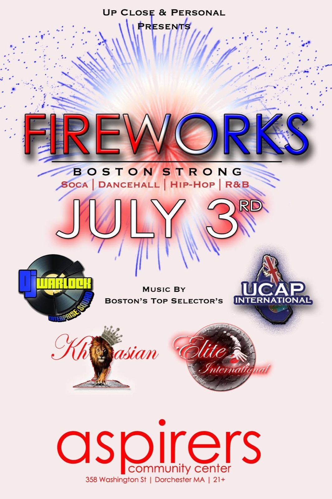FIREWORKS — BOSTON STRONG, UP CLOSE & PERSONAL flyer