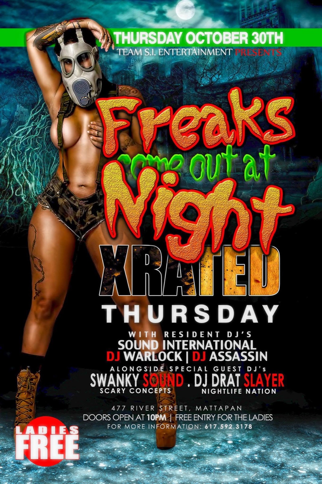 FREAKS COME OUT AT NIGHT — X RATED HALLOWEEN flyer
