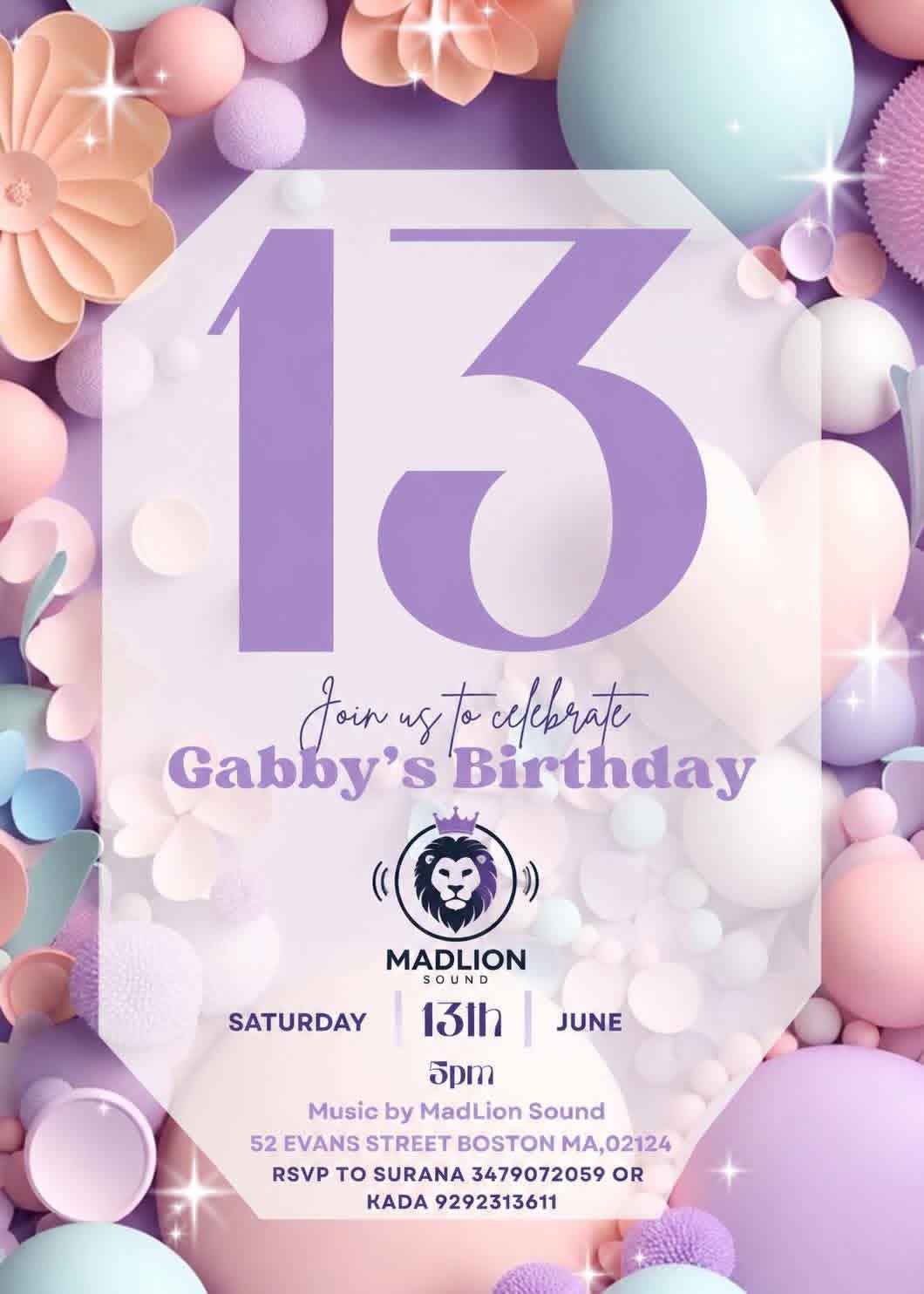 GABBY’S BIRTHDAY flyer