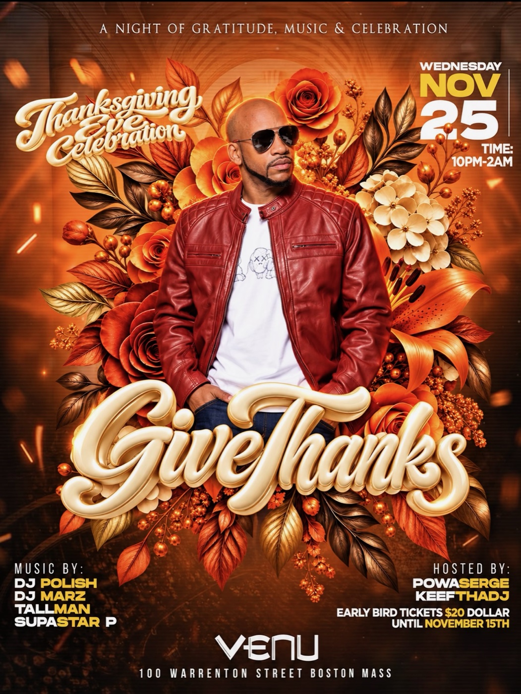 GIVE THANKS — THANKSGIVING EVE CELEBRATION flyer, back