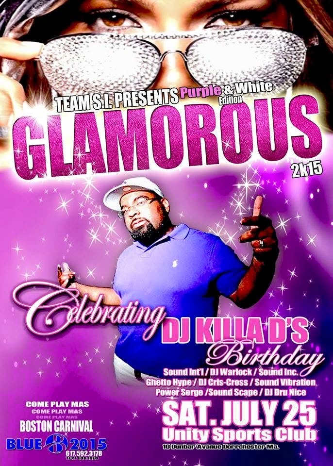 GLAMOROUS 2K15 — PURPLE & WHITE EDITION, DJ KILLA D'S BIRTHDAY flyer