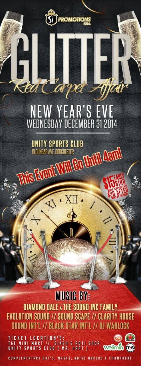 GLITTER — RED CARPET AFFAIR, NEW YEAR'S EVE flyer