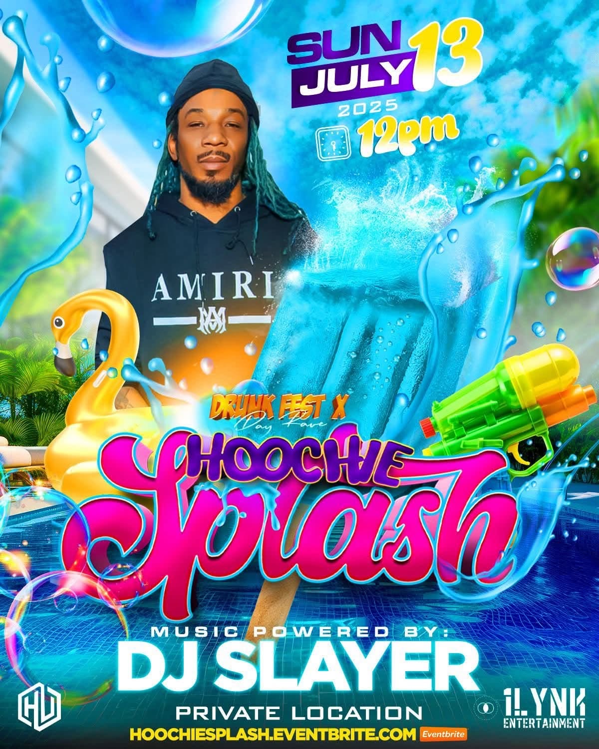 HOOCHIE SPLASH — DRUNK FEST X DAY RAVE flyer