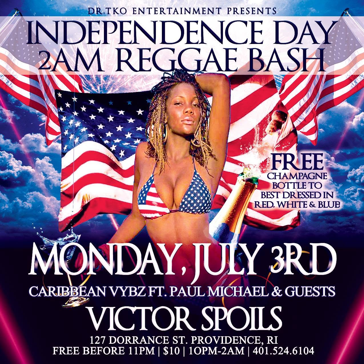 INDEPENDENCE DAY 2AM REGGAE BASH flyer — Providence, RI