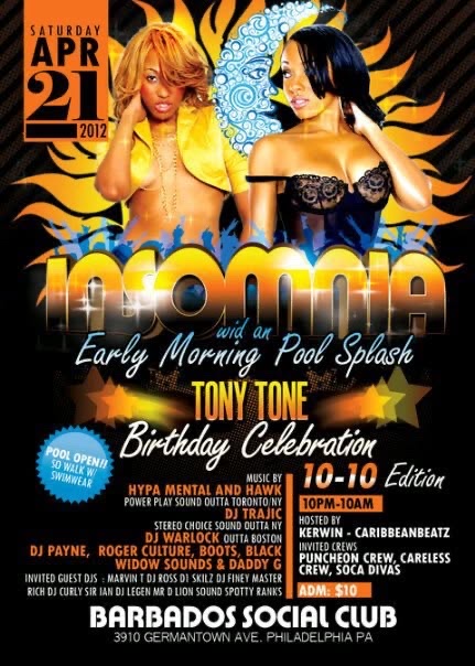 INSOMNIA — TONY TONE BIRTHDAY, 10-10 EDITION flyer
