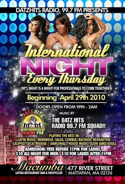 INTERNATIONAL NIGHT — EVERY THURSDAY flyer