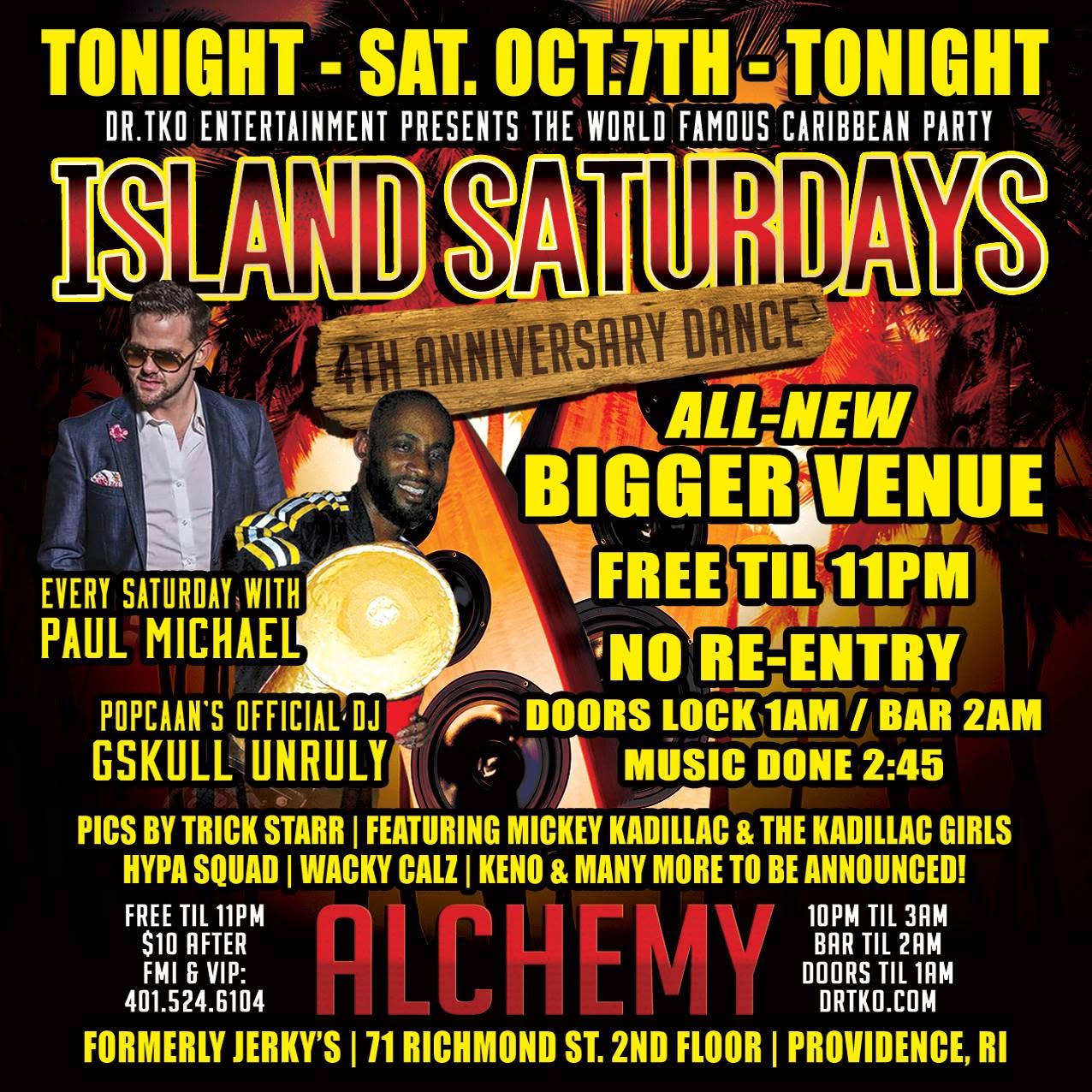 ISLAND SATURDAYS — 4TH ANNIVERSARY DANCE flyer