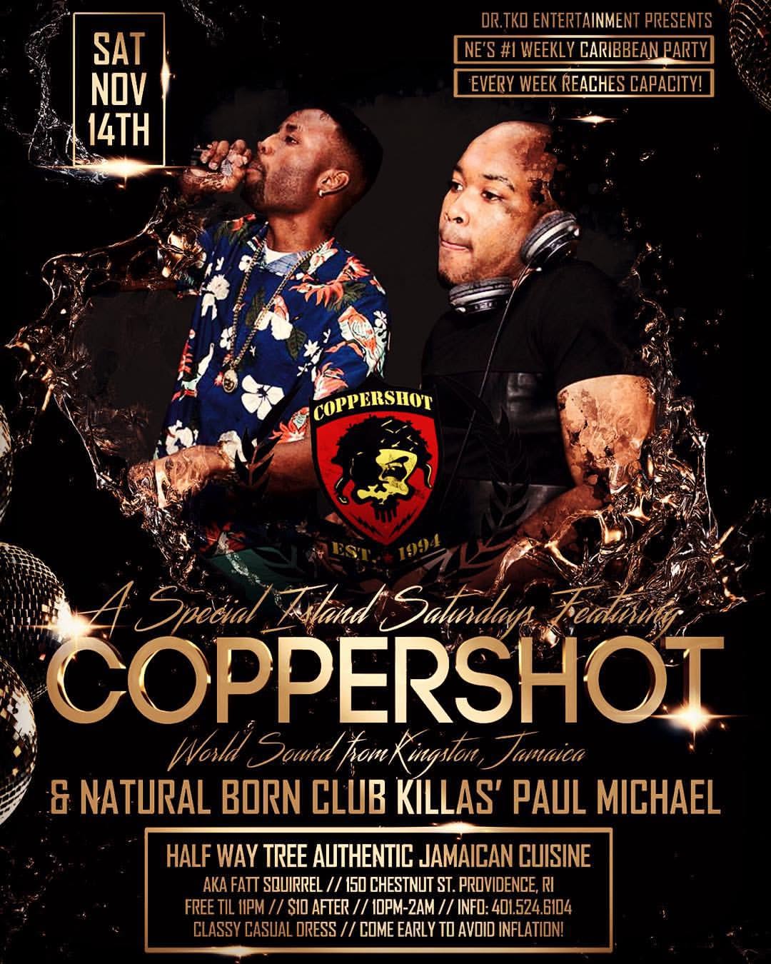 ISLAND SATURDAYS — FEATURING COPPERSHOT flyer