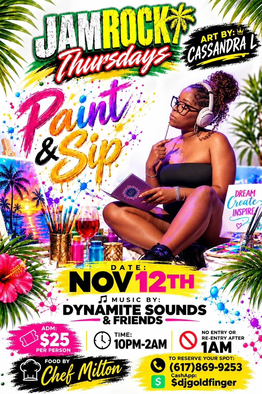 JAMROCK THURSDAYS — PAINT & SIP flyer — Brockton, MA