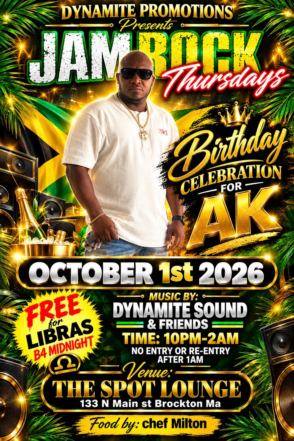 JAMROCK THURSDAYS — THE BIG LIBRA BASH & AK'S BIRTHDAY flyer, back