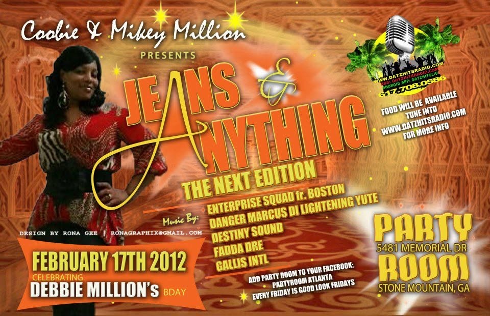 JEANS & ANYTHING — THE NEXT EDITION, DEBBIE MILLION'S BIRTHDAY flyer