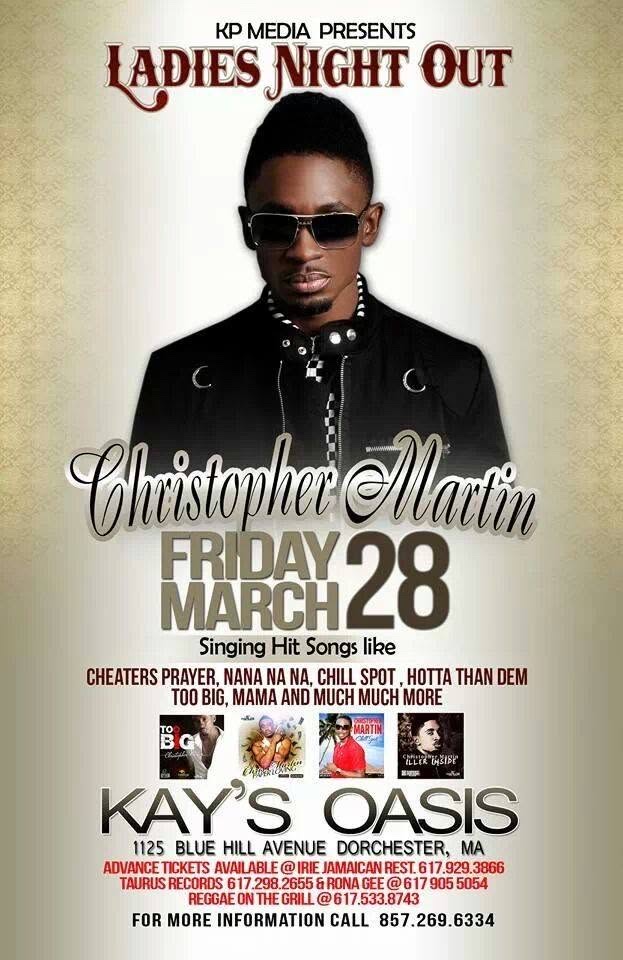 LADIES NIGHT OUT — CHRISTOPHER MARTIN flyer — Dorchester, MA