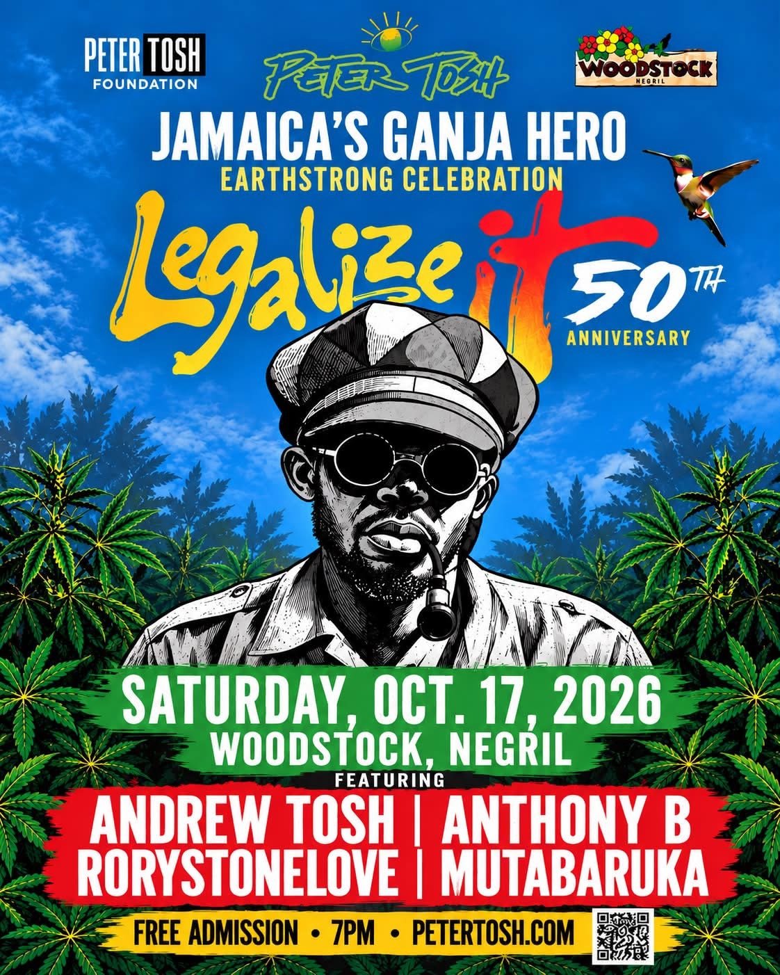 LEGALIZE IT 50TH ANNIVERSARY — PETER TOSH EARTHSTRONG CELEBRATION flyer