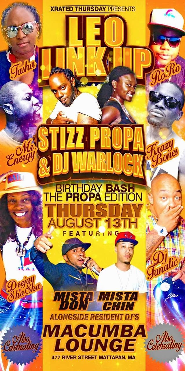 LEO LINK UP — STIZZ PROPA & DJ WARLOCK BIRTHDAY BASH, THE PROPA EDITION flyer