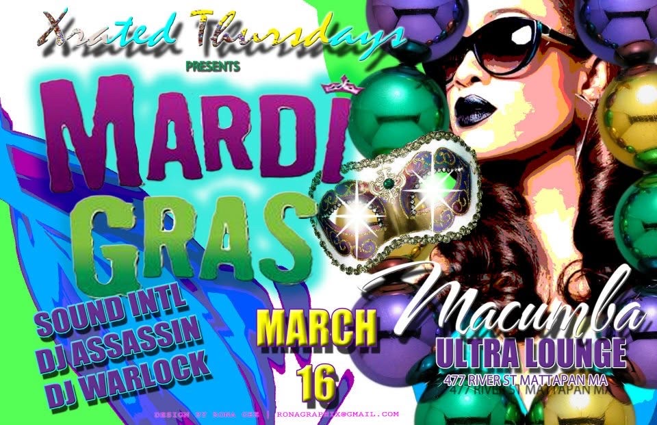 MARDI GRAS — X RATED THURSDAYS flyer — Mattapan, MA