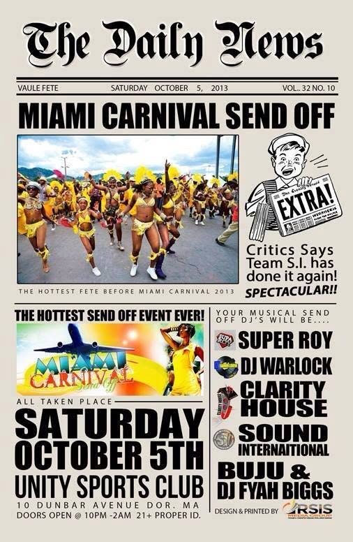 MIAMI CARNIVAL SEND OFF flyer