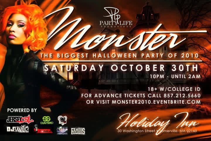 MONSTER — THE BIGGEST HALLOWEEN PARTY OF 2010 flyer