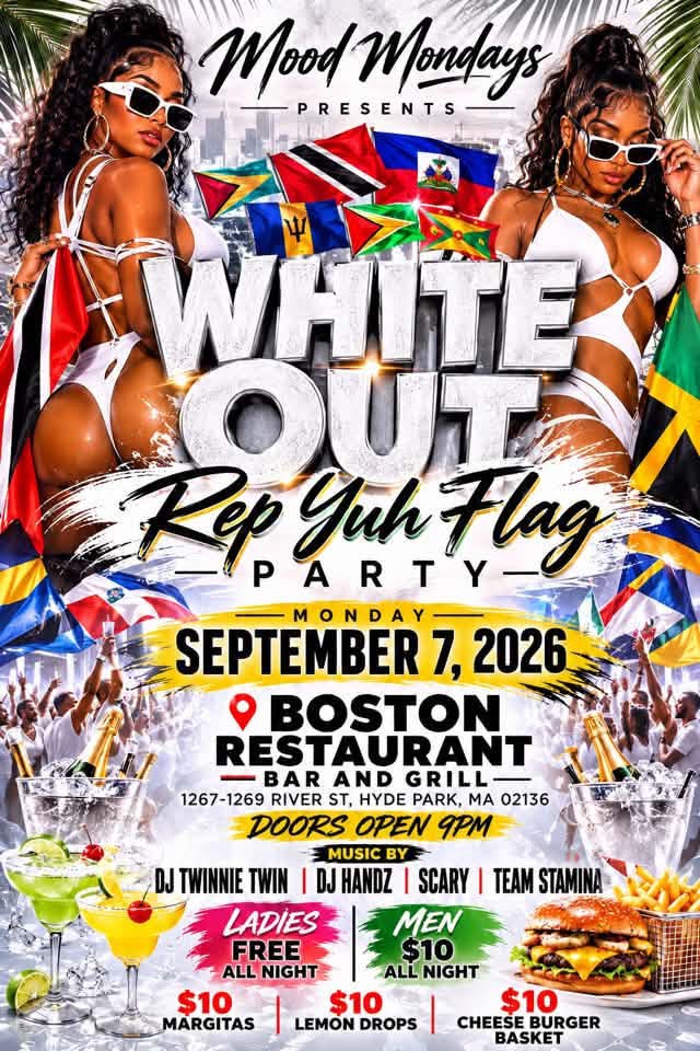 WHITE OUT — REP YUH FLAG PARTY flyer