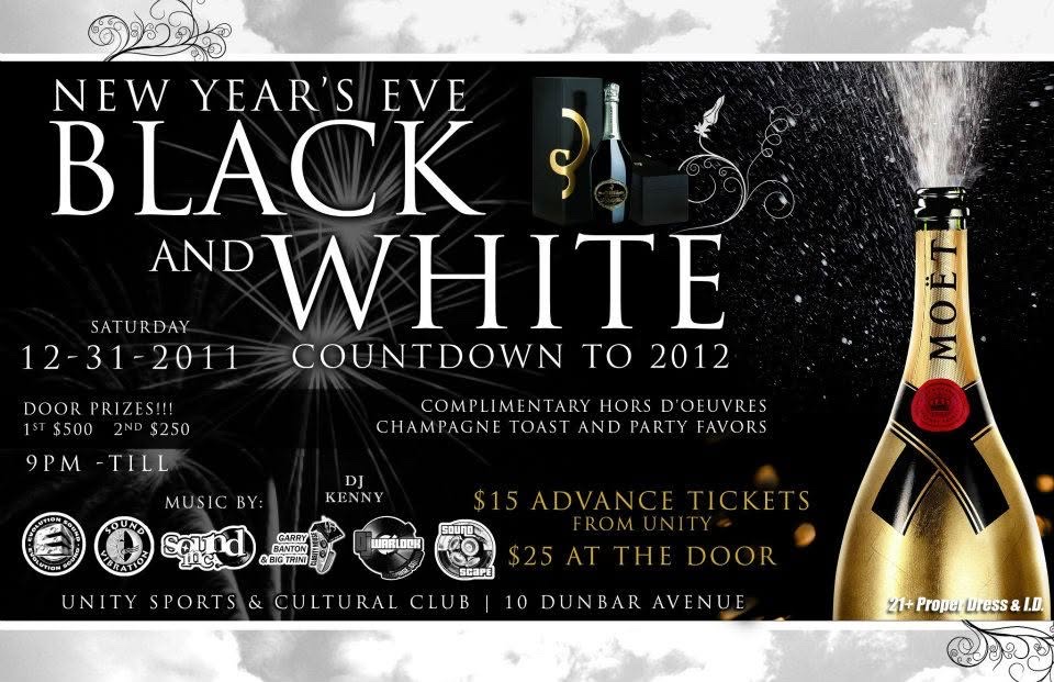 NEW YEAR'S EVE BLACK AND WHITE — COUNTDOWN TO 2012 flyer