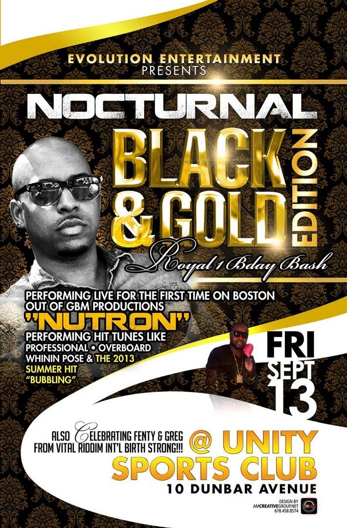 NOCTURNAL — BLACK & GOLD EDITION, ROYAL 1 BIRTHDAY BASH flyer, back
