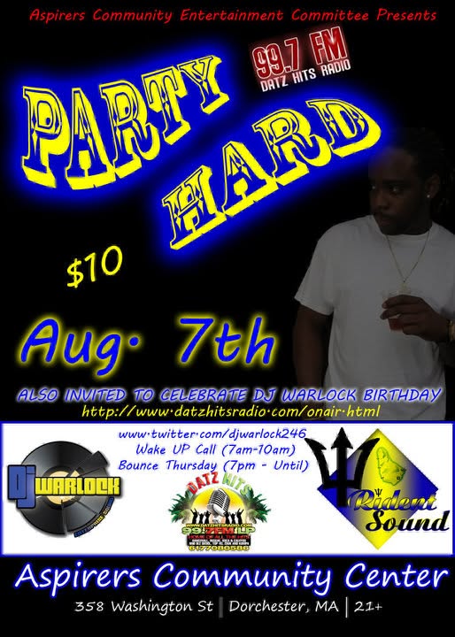 PARTY HARD — DJ WARLOCK BIRTHDAY flyer