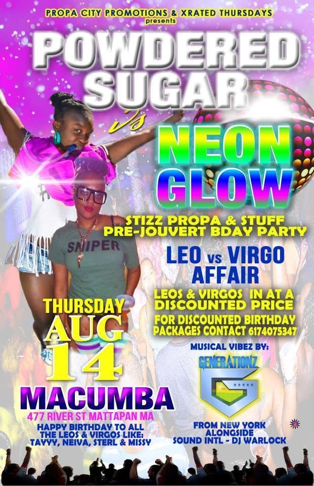 POWDERED SUGAR VS NEON GLOW — LEO VS VIRGO AFFAIR flyer