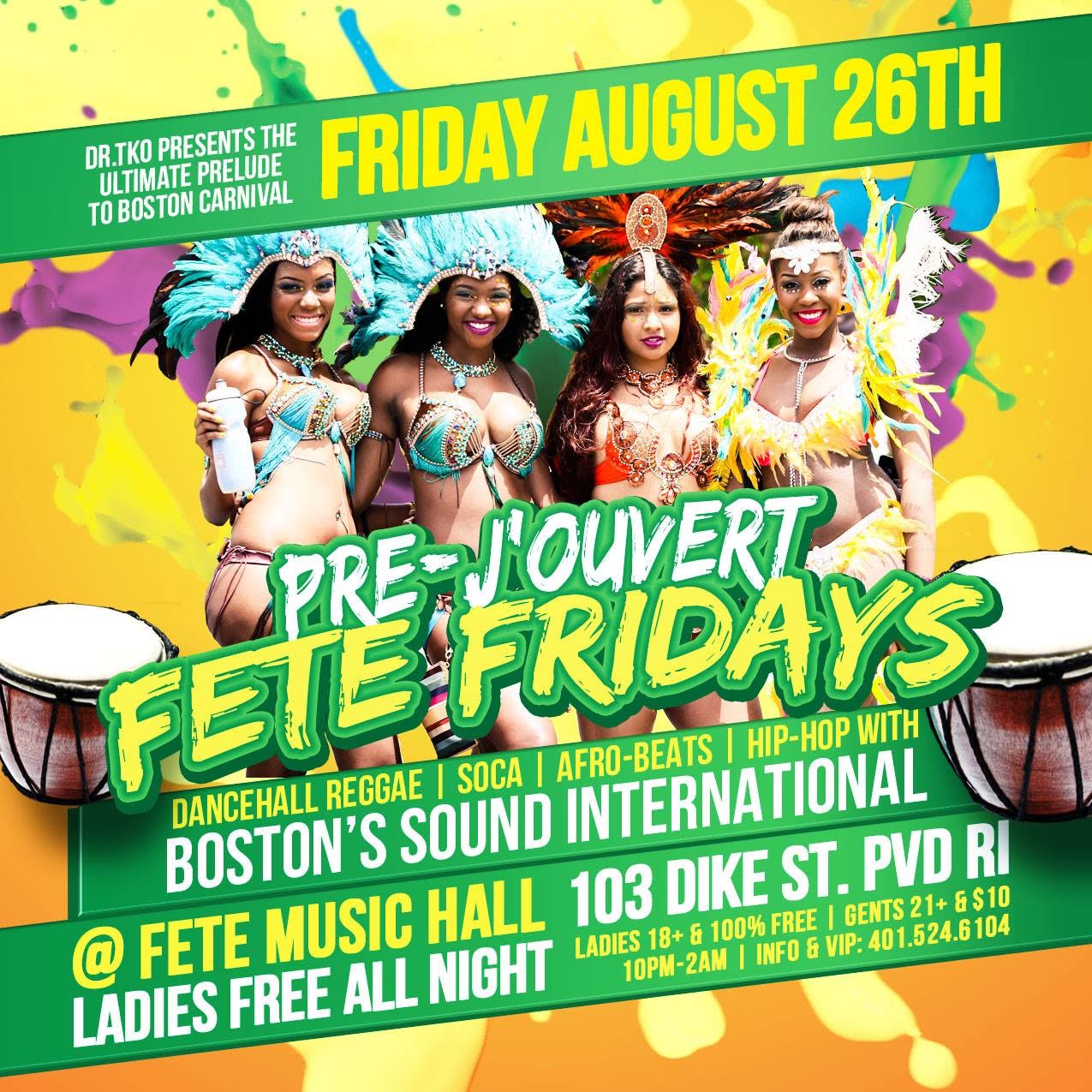 PRE-J'OUVERT FETE FRIDAYS flyer — Providence, RI