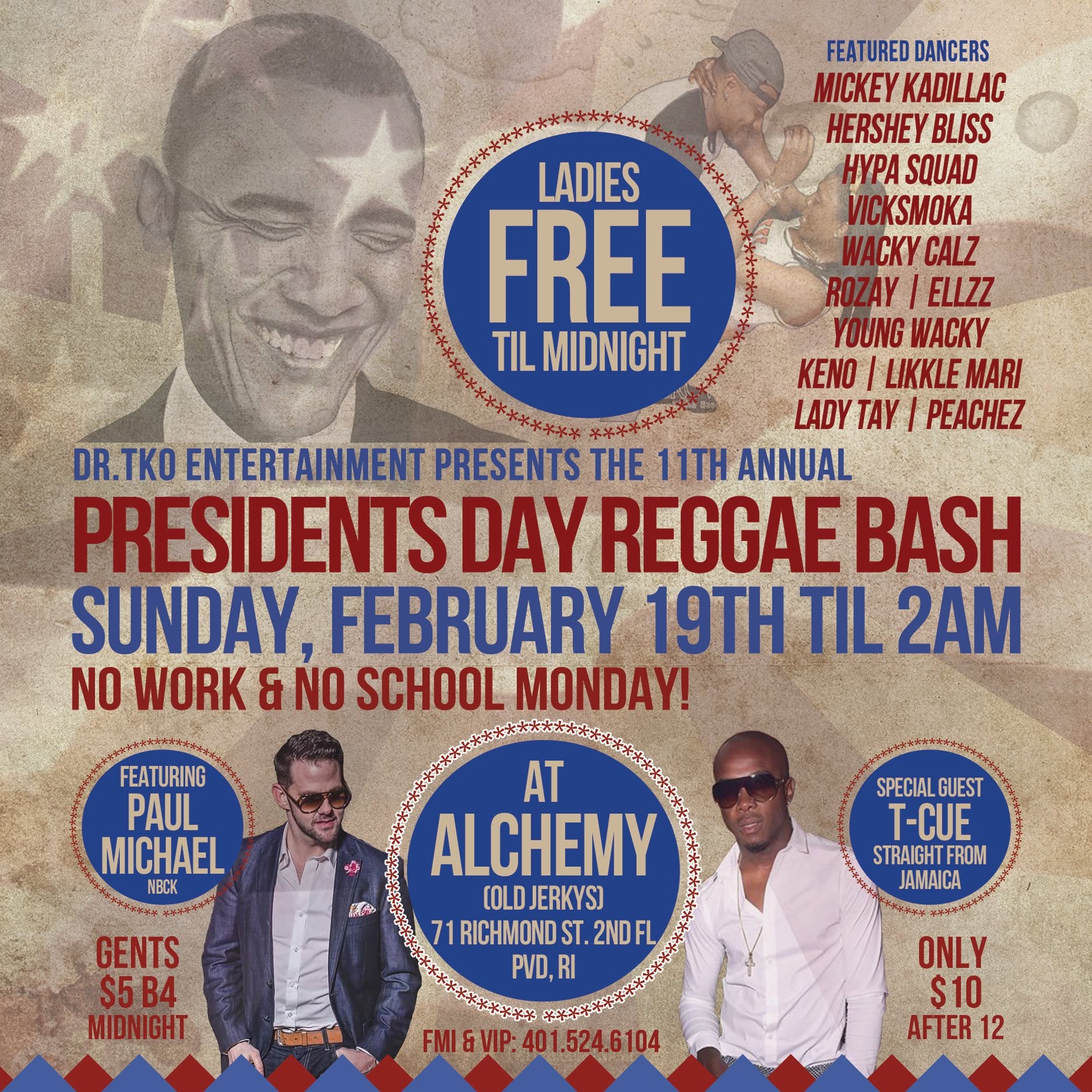 PRESIDENTS DAY REGGAE BASH — 11TH ANNUAL flyer