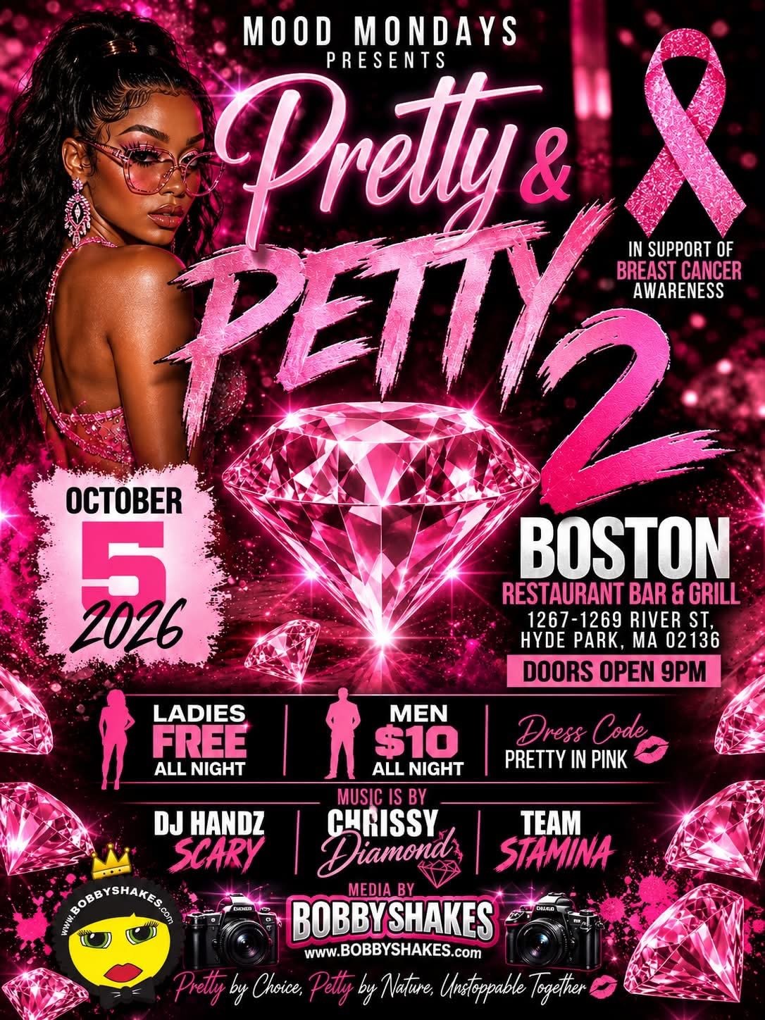 PRETTY & PETTY 2 — MOOD MONDAYS flyer — Hyde Park, MA