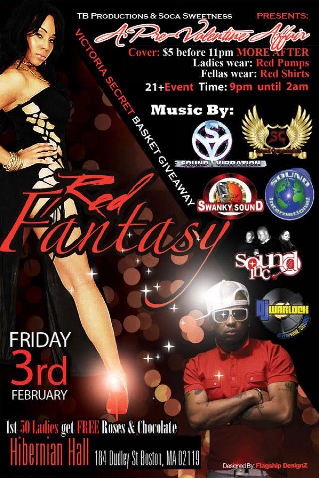 RED FANTASY — A PRE-VALENTINE AFFAIR flyer — Roxbury, MA