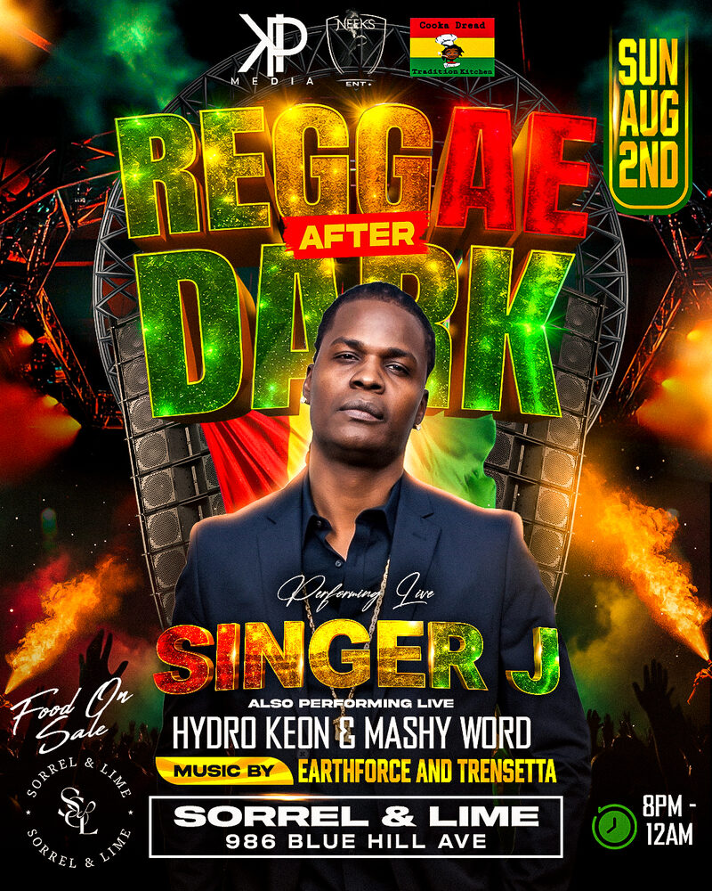 REGGAE AFTER DARK — SINGER J flyer